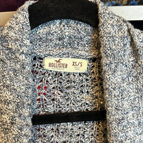 Hollister blue/white open knit/front long sleeve cardigan size XS/S - Picture 2 of 3